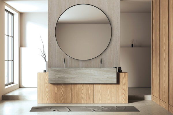 SPC panel - Travertine Sand - Bath - low res (1) FibroTech SPC panel